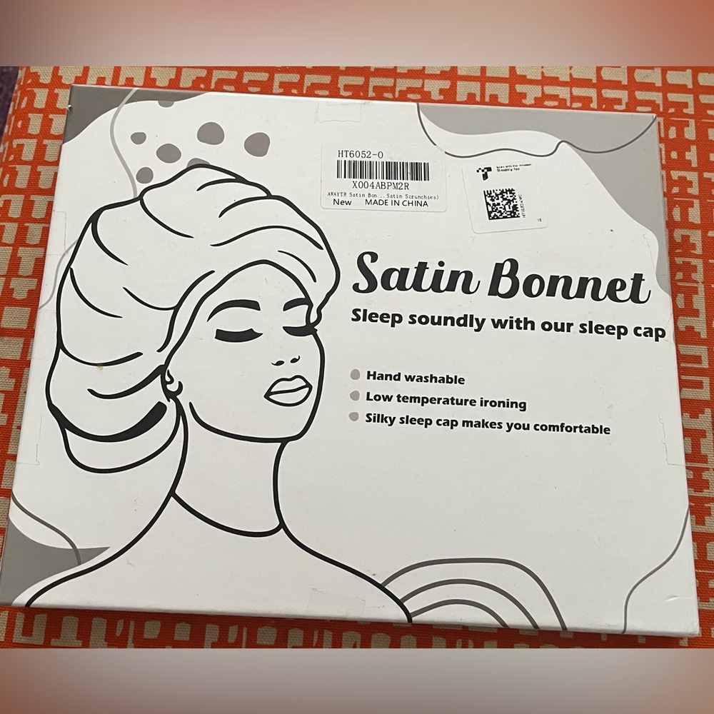 Awaytr Satin Bonnet Sleep Cap - White